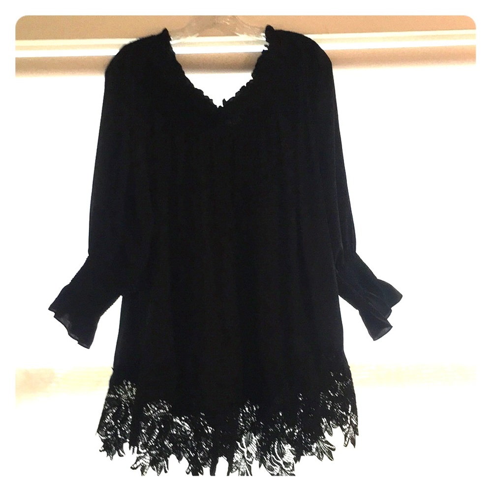 NEW Anthropologie black off the shoulder tunic